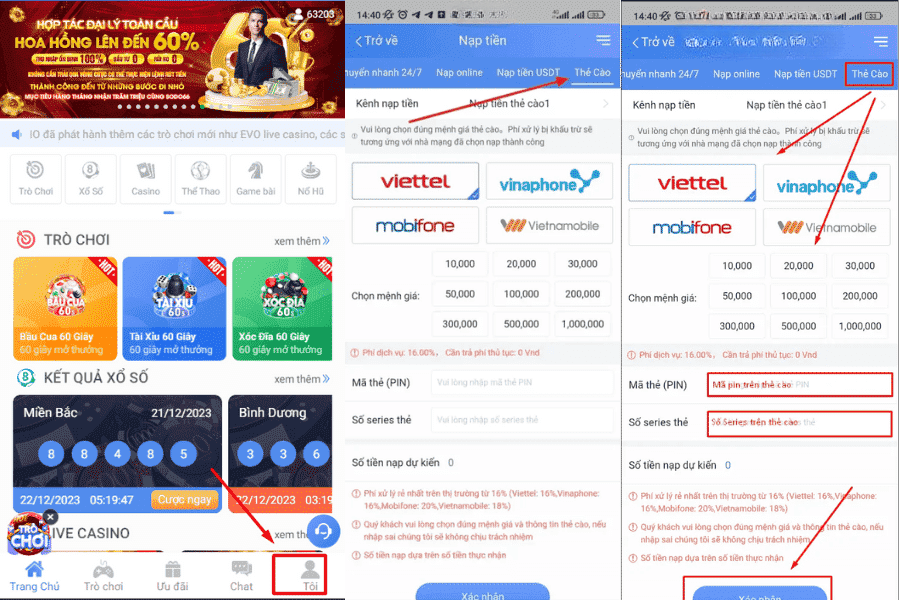 nạp tiền sodo66 qua thẻ cào điện thoại